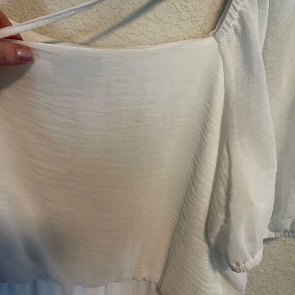 Tacera- White Tiered Dress, Size Large - Picture 7 of 11